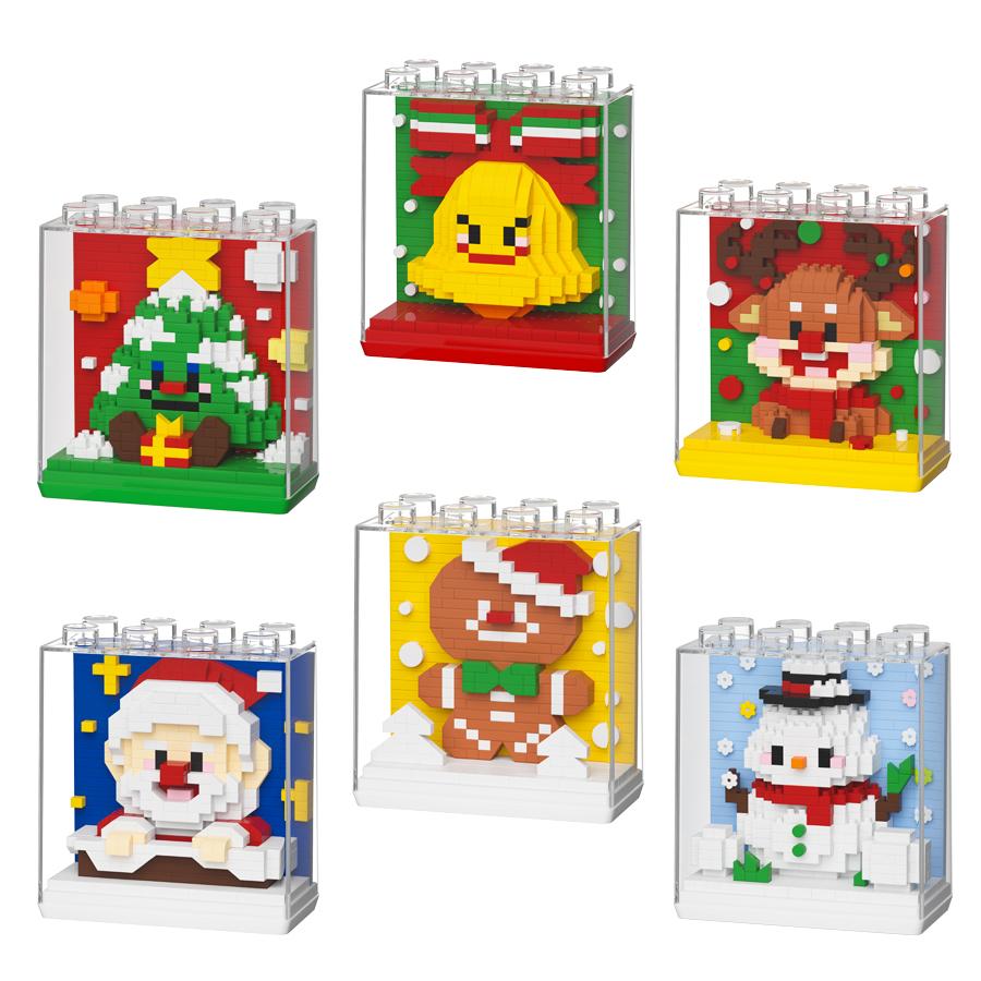 Nietoksyczne Prezenty Świąteczne Zabawki dla Dzieci Klocki Mikołaj Puzzle DIY Mikro Klocki Choinki Ozdoby Stołowe z Reniferami