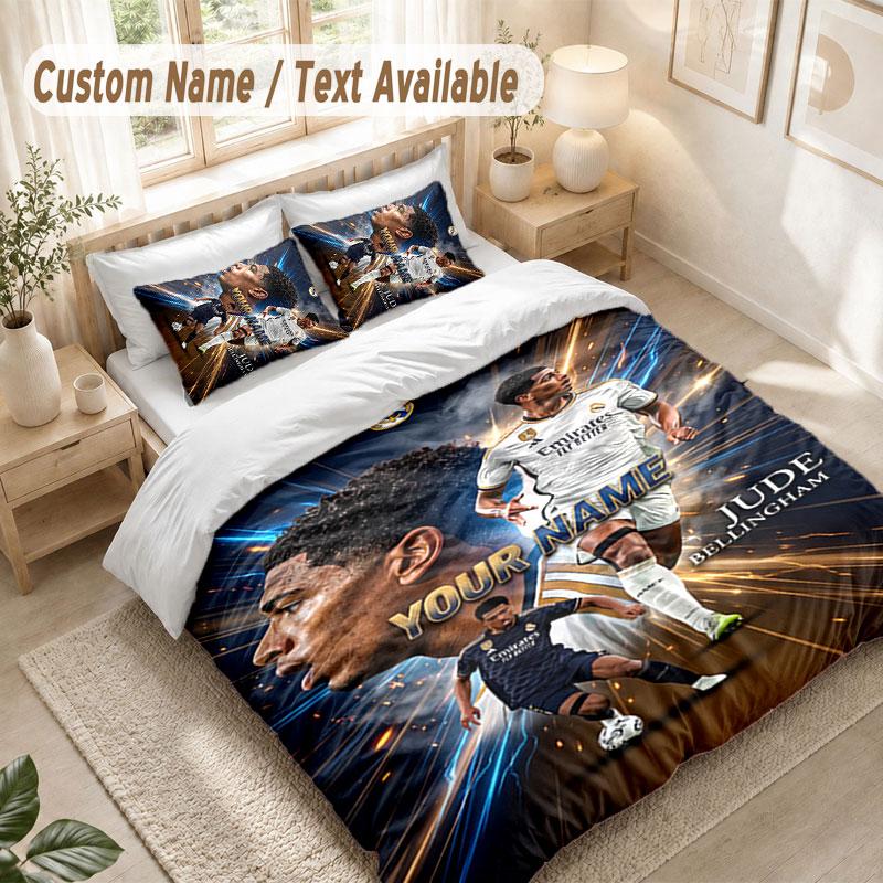 Custom Name Bedding Set 3 PiecesJude Bellingham Print Duvet Cover + 2 Pillowcases Soft Bed Decor