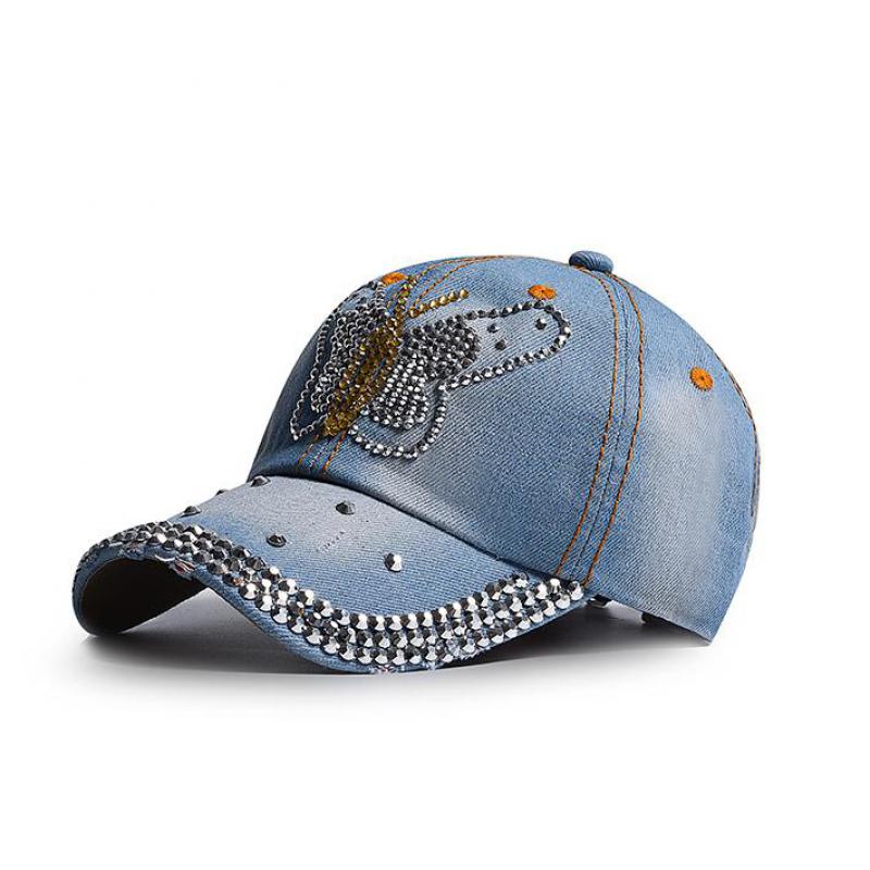 Denim Hut Baseballkappe Damen Frühling Sommer Strass Sportkappe Trendig Freizeit Sonnenschutz Outdoor Neu Koreanisch Lässig Cowboy Retro