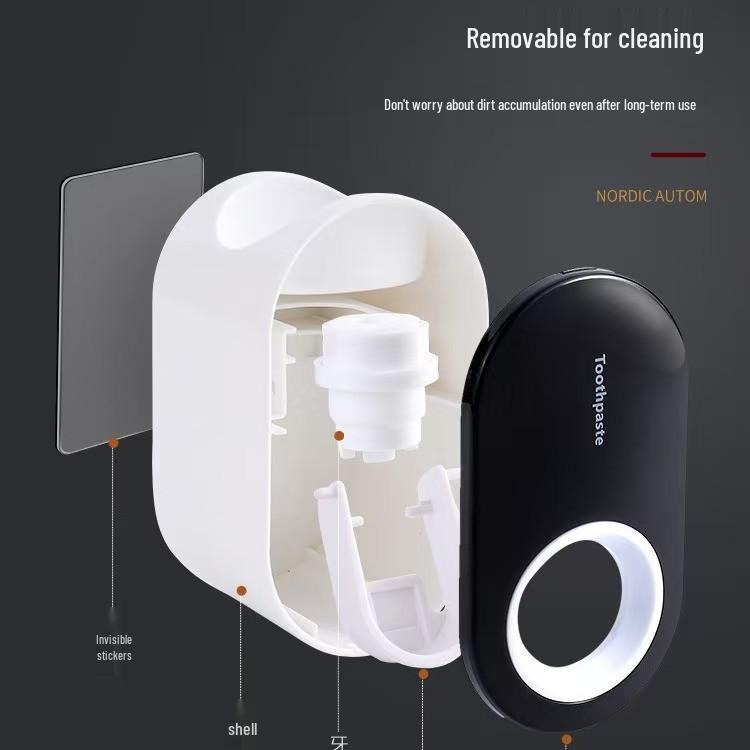 Wall-Mounted Automatic Toothpaste Dispenser & Toothbrush Holder