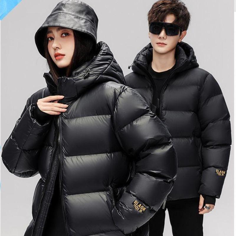 

Зимняя новая черная с золотом хлопковая одежда для мужчин и женщин, парные хлопковые куртки, свободная хлопковая одежда, короткие куртки. 3XL recommends 170-95kg чёрный