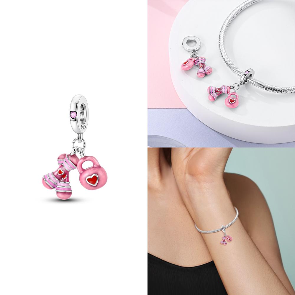 Cute Lovely Butterfly Perfume Girl Dangle Original Pink Charms Charms Beads Fit Bracelet Pendant Making For Woman Jewelry Gift
