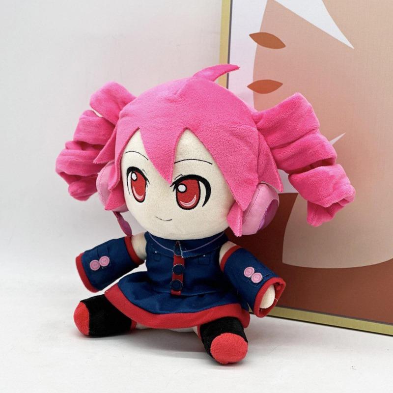 Plush Doll Soft Stuffed Toy with Spiral Hair and Headset Anime Character Design for Collectors and Fans