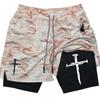 2026 Summer Jogging Shorts Men's Gym Shorts 2 In 1 Mesh Quick Dry Sport Performance  Fitness Workout Double Layered Board Shorts