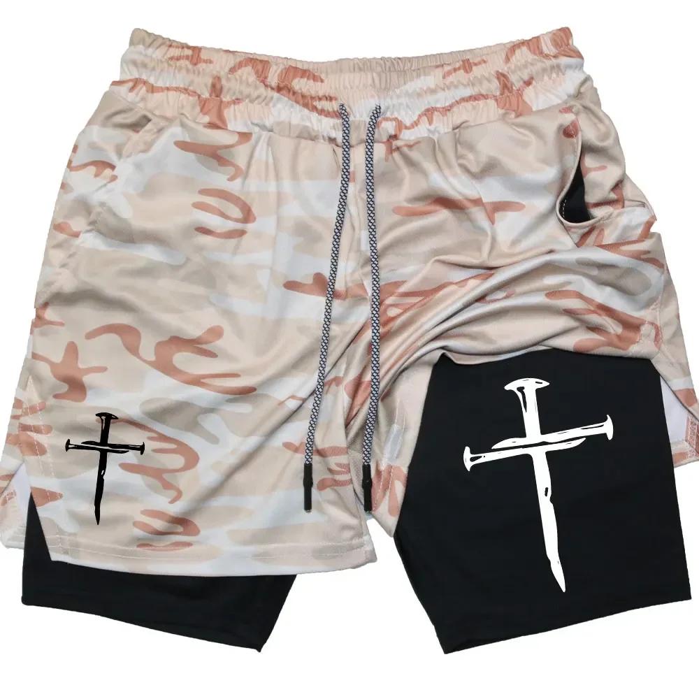 2026 Summer Jogging Shorts Men's Gym Shorts 2 In 1 Mesh Quick Dry Sport Performance Fitness Workout Double Layered Board Shorts