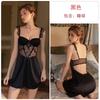 Women's Lace Trim Cutout Padded Backless Sleep Dress with Robe Lounge Set