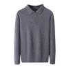 Autumn/Winter Pure Cashmere Sweater For Men, Polo Collar, Thickened Warm, Long Sleeve Pullover, Lapel Wool Knit Base Layer