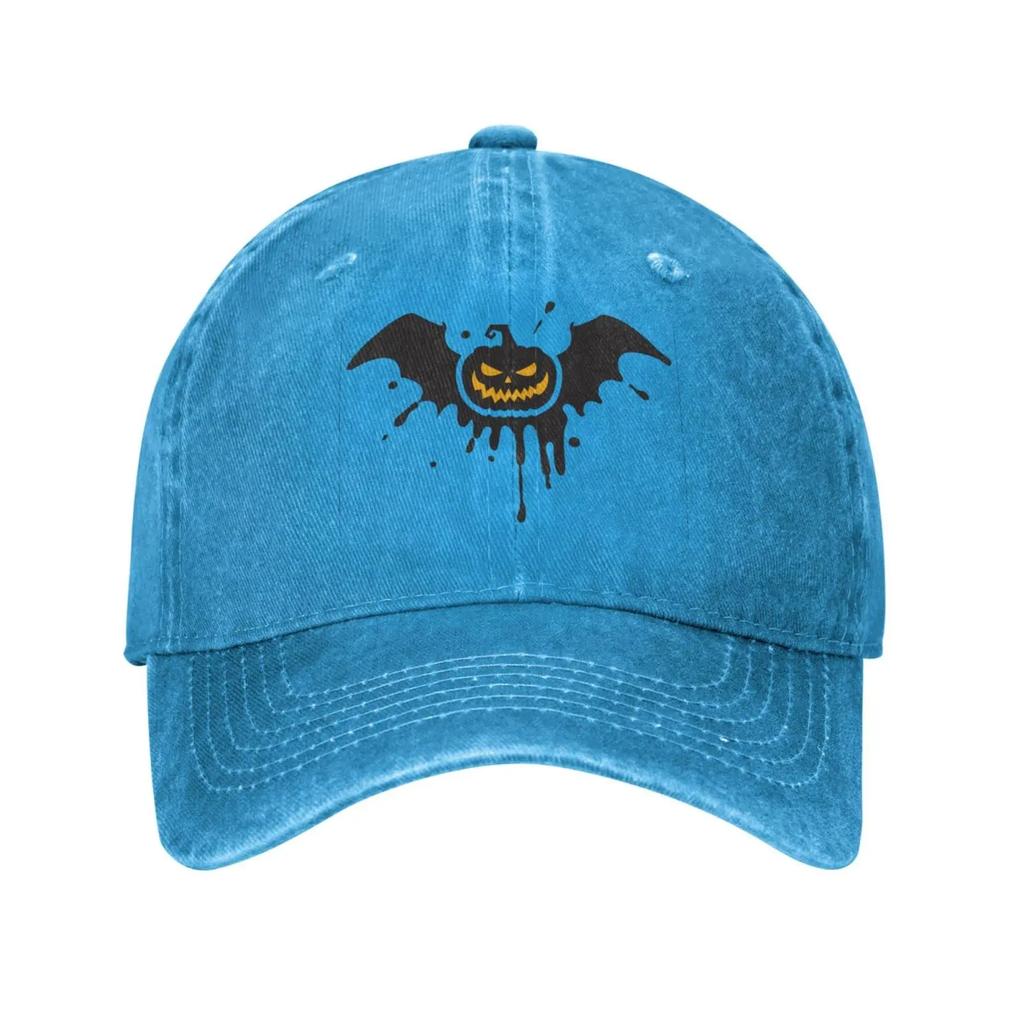 Halloween Pumpkin Vintage Washed Denim Cotton Low Profile Men Dad Trucker Hat Black Fitted Baseball Ball Cap for Men Unisex