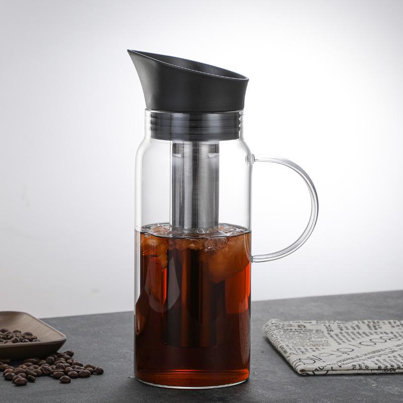 High borosilicate glass cold brew pot, coffee pot, straight tube cold brew bottle 304 stainless steel filter