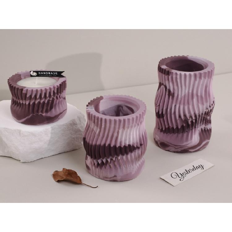 Striped Cylinder Tealight Holder Molds Cylinder Candlestick Molds
