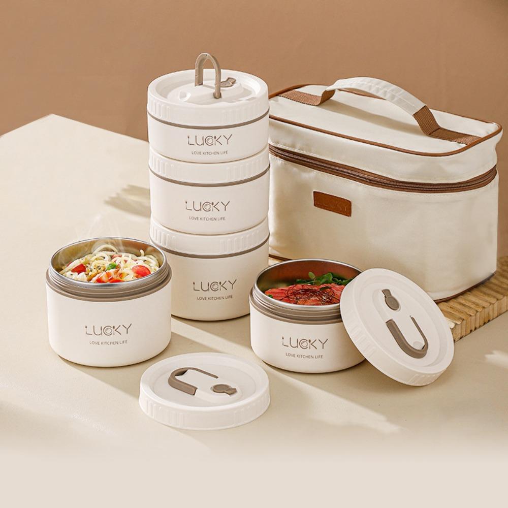 

Stainless Steel Vacuum Thermal Lunch Box Stackable Warmer Soup Cup Dinnerware 2-Tier
