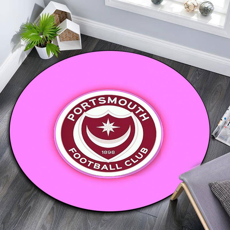 Portsmouth F.C,Round Area Rug,Carpet Rug for Living Room Bedroom Sofa Playroom Decor,Non-slip Floor Mat
