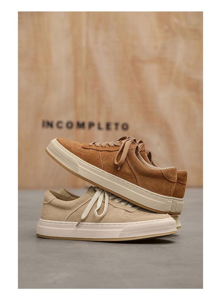 2024 New Design Men's Thick-Soled Cow Suede Casual Sneakers – Trendy & Versatile Fashion