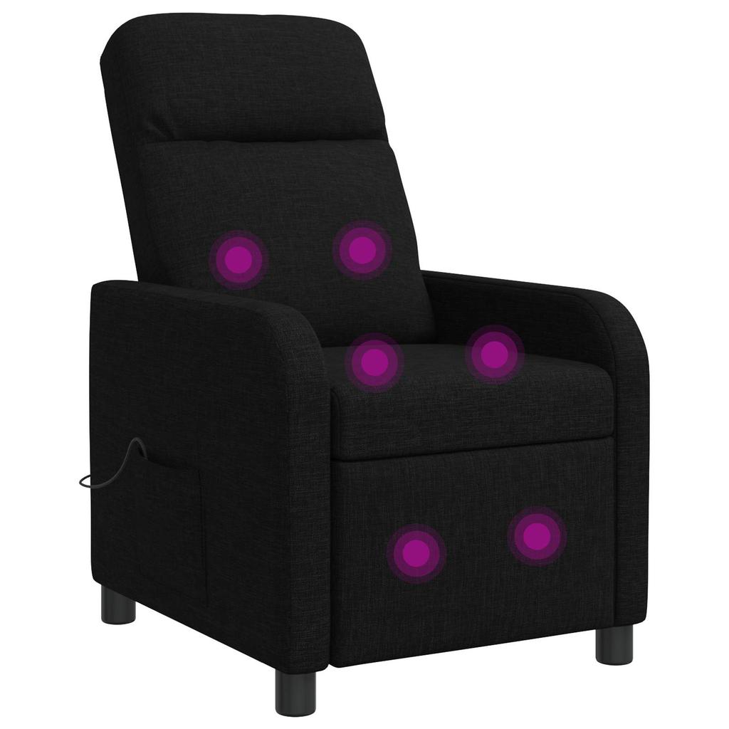 Massage Recliner Chair Black Fabric