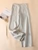 2026 New Style High Waist Pure Linen Wide-Leg Women's Pants - Thick Fabric, Good Drape, Cropped, Slimming, Casual Straight Leg.