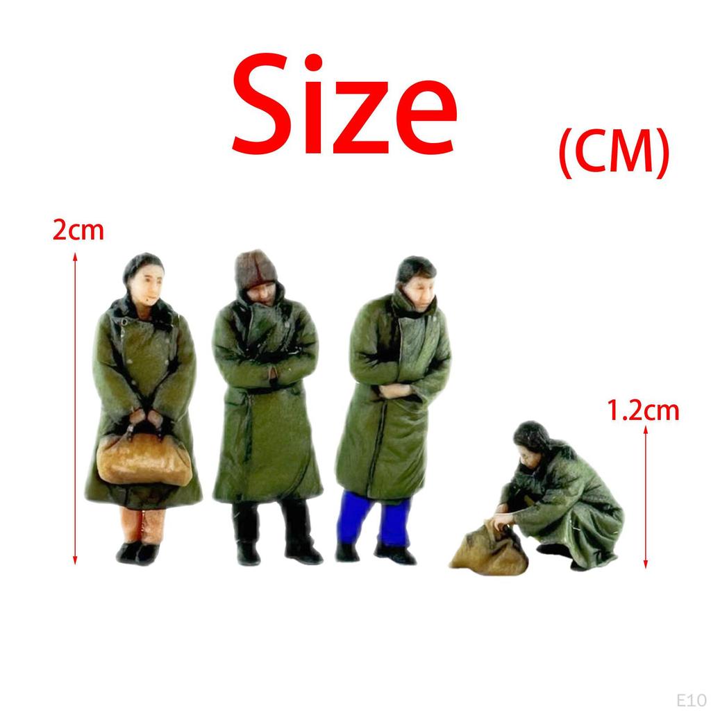 1/87 Resin Model Figure wearing Green Coat People Figurines Diorama Action for Scenery