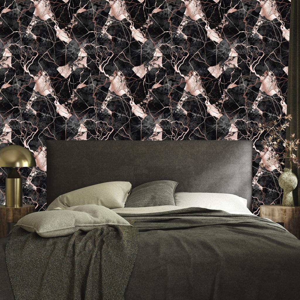 Graphite, Black and Burgundy Marble Wallpaper for Living Room and Bedroom 50x1000