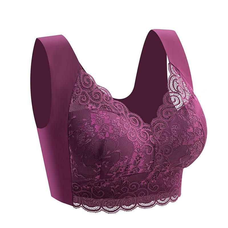 Damen-BH in großer Größe, Spitze, nahtlos, einteilig, fester Körbchen, sexy, ohne Stahlring, schöner Rücken, atmungsaktiver Schlaf-Komfort-BH
