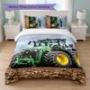 John Deere Aufdruck 3-teiliges Bettwäsche-Set 1 Bettbezug und 2 Kissenbezüge Weiche Bettwäsche für Haushalt Schlafzimmer