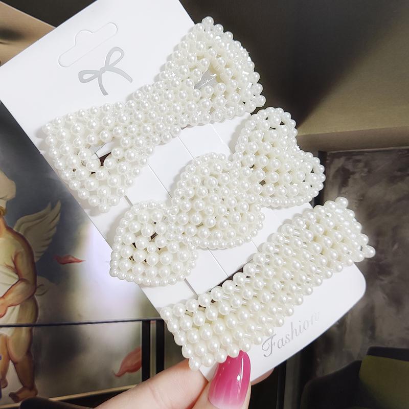 Pearl Hair Clip For Women Korean 3/4pcs Geometric Hairpins Set Hair Berrettes Girl Hairgrip Side Clip Hair Accessories