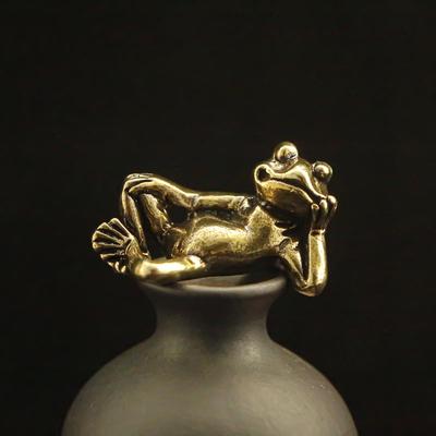 Retro Messing Dornröschen Frosch Skulptur - Bronze Handgefertigte Schreibtischdekoration