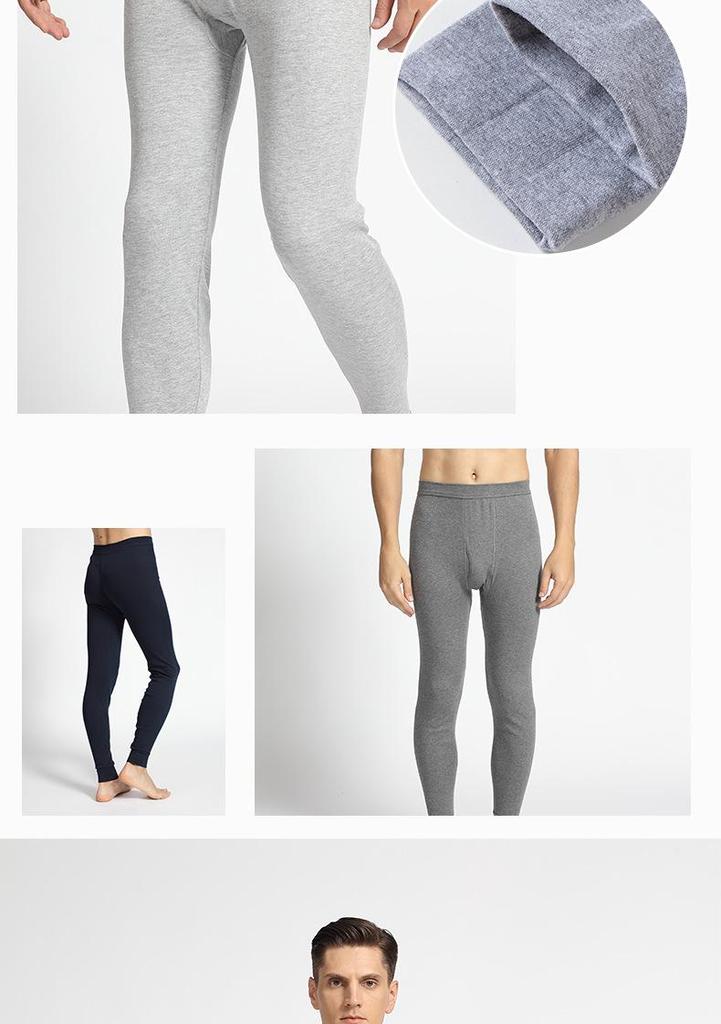 Men's Slim Fit Pure Cotton Autumn Pants for Middle-Aged & Elderly - Warm, Solid Color, Thin Wool Underpants