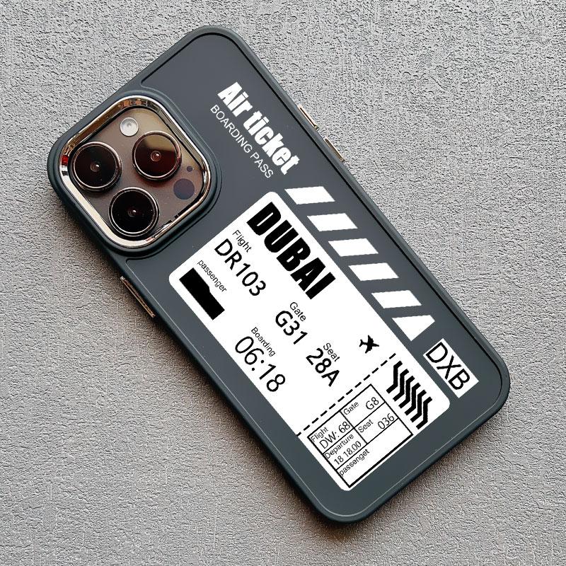 Hot Air Ticket Travel New York London Paris Label Phone Case for iPhone X XS XR 11 12 13 14 15 Pro Max 7 8 Plus Black Soft Cover