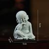 Green Sandstone Little Monk Zen Ornaments - Desktop Rockery Bonsai for Tea Table or Living Room.