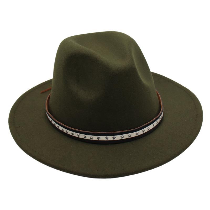 Foreign Trade Retro Top Hat Pentagram Jazz Hat Men'S And Women'S Felt Hat European And American Style Hat Woolen Hat Wool