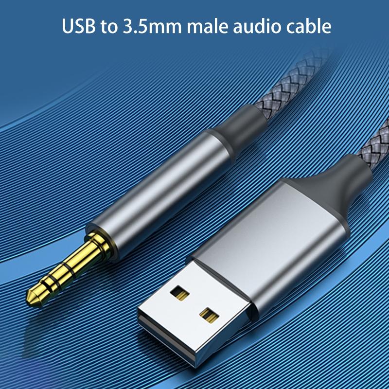 USB Male To 3.5mm Male Adapter Headphone Audio Jack Cable Cord Hi-Fi Dongle for Speaker Computer