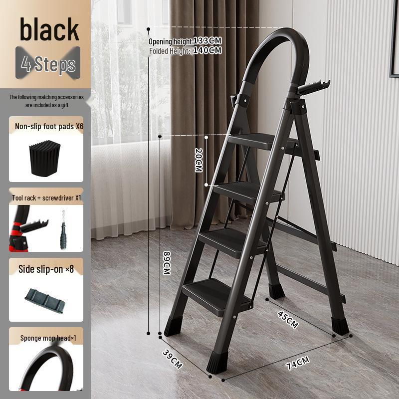 Red Multi-Functional Portable Indoor Folding Ladder: Lightweight, Thickened, Telescopic A-Frame - Ideal Housewarming Gift