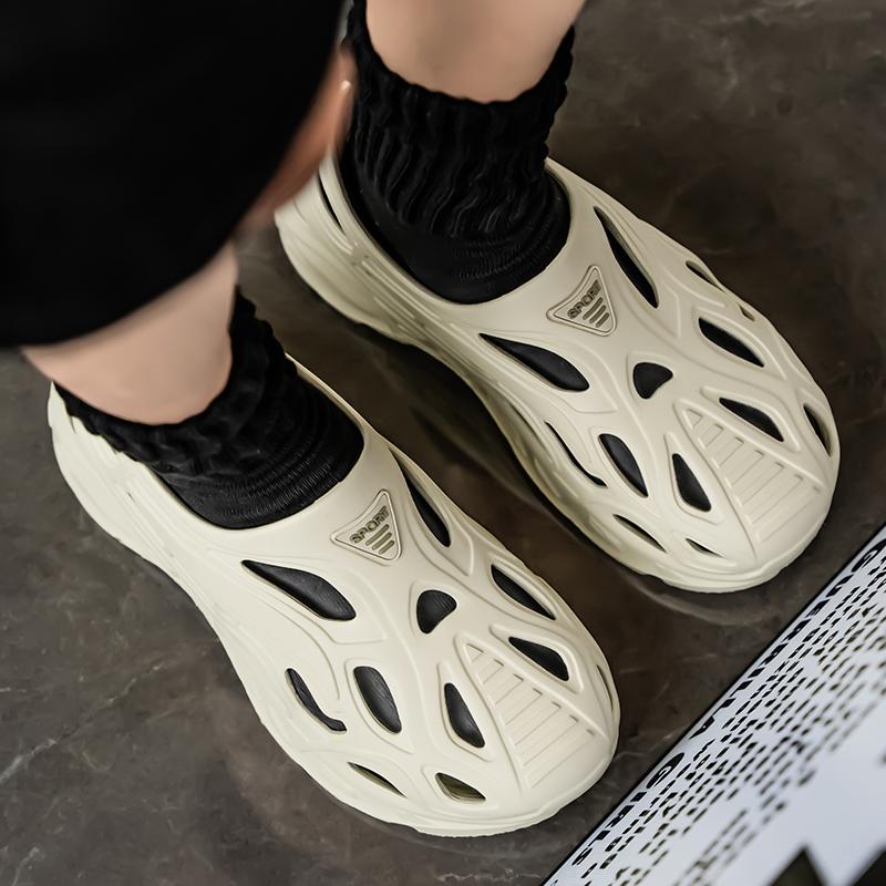 Un Par de Zuecos Nuevos Resistentes al Desgaste para Hombre, Zapatos Bajos Huecos Antideslizantes de Verano para Hombre, Zapatos Sandalia de Felpa Cómodos para Exteriores