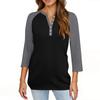 Women's T Shirt Print Button 3/4 Sleeve Daily Weekend Fashion Basic V- Neck Regular Top