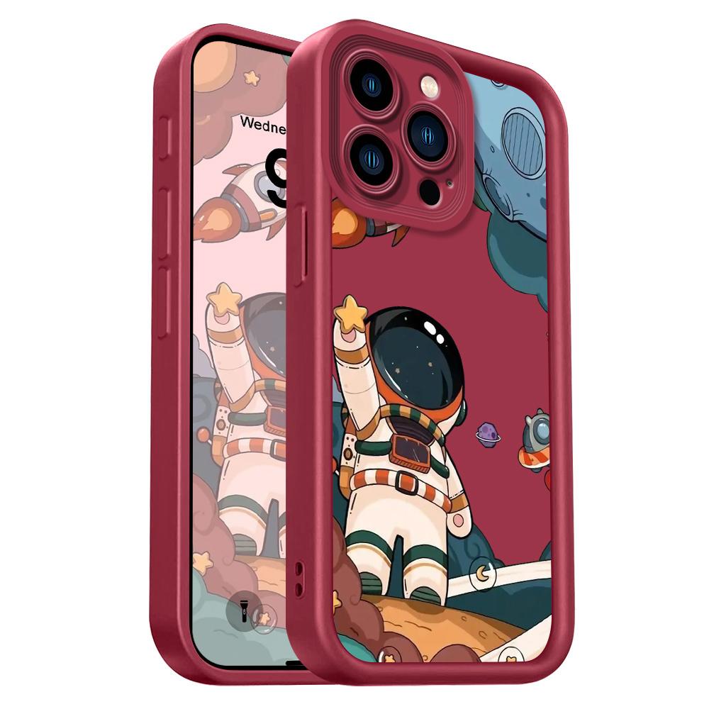 Happy Astronaut Phone Case For IPhone 13 12 11 Pro Max Mini 7 8 6 6S Plus X XS XR SE 2020 2022 Staircase Soft Cover