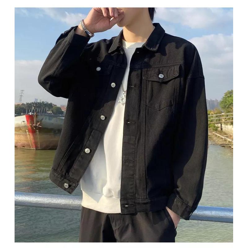 Spring Casual Denim Jacket Men's Trendy Brand All-match Jacket Male Student Tops Trendy Denim Jacket Men