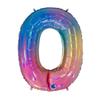 Number 0 40'' Mylar Balloon - GRABO (102 Cm) - Rainbow - Sparkling Effect - Inflatable Air/helium