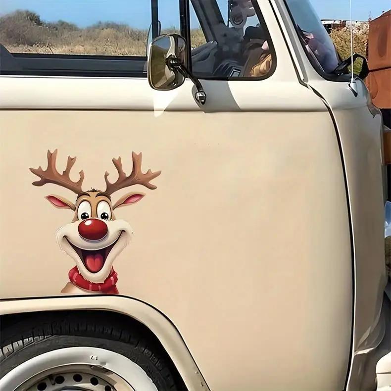 Weihnachts Elch Autoaufkleber Weihnachtsmann Rentier Wasserdicht Auto Heckscheibe Fenster Karosserie Vinyl Aufkleber Dekoration
