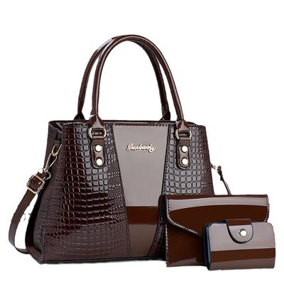3 Pcs Fashionable New Style Crocodile Pattern Handbag & New Patchwork Crocodile Pattern& Large-capacity Lightweight Crossbody Bag &  Card Coin Purse