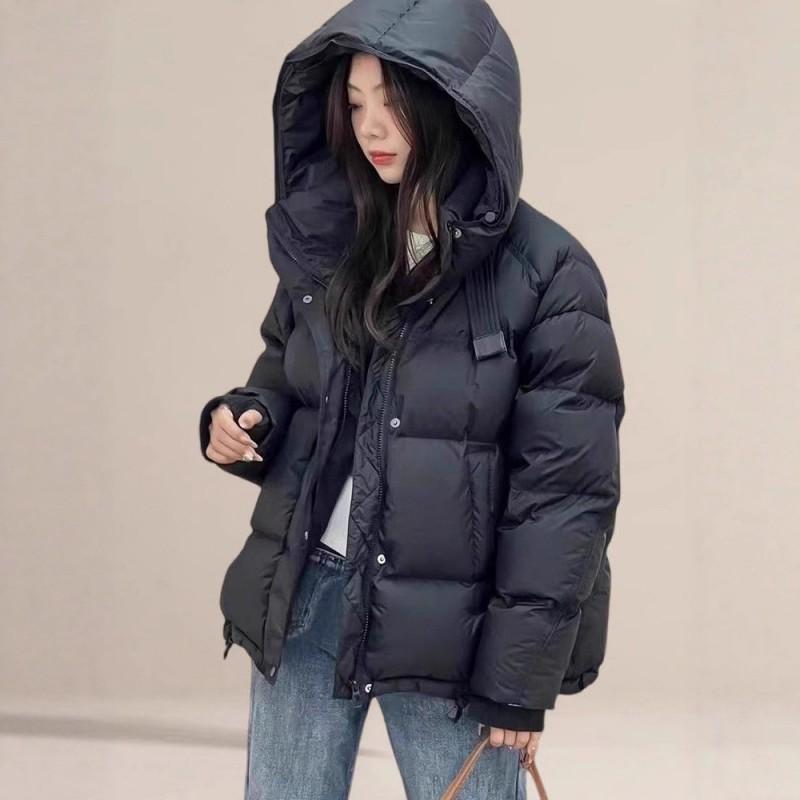 Womens Winter Puffer Jacket Short Loose Thick Cotton Filled Hooded Coat Casual Korean Style