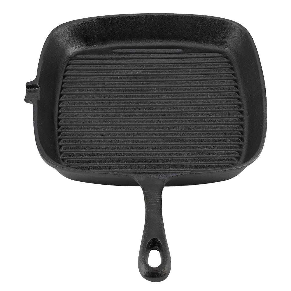 Cast Iron Grill Pan, Nonstick Coating   Grill Skillet Stk Frying Pan Even Hting Kitchen Cookware All Stovetops Compatible for Indoor Outdoor RV C