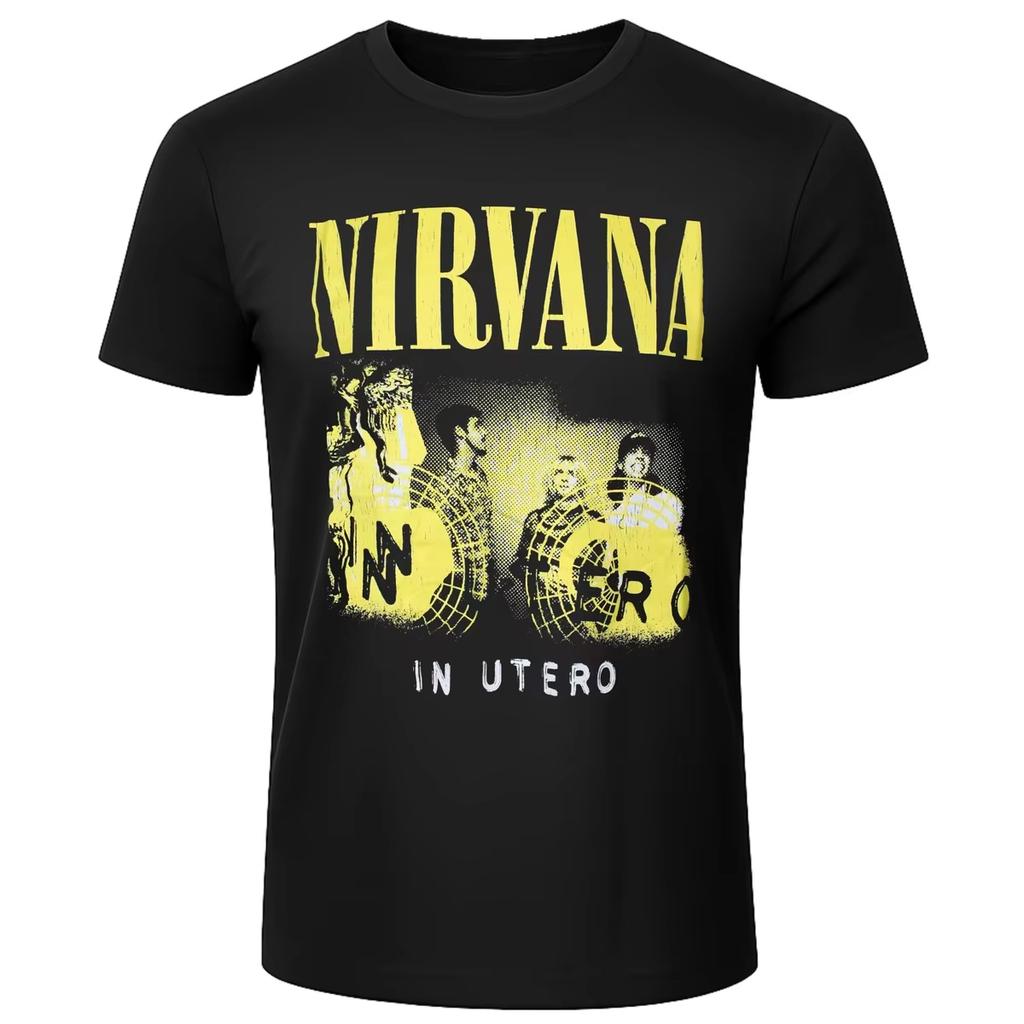 2026 Top Nirvana Gráfico Marca de Moda de Lujo Unisex Verano Manga Corta Algodón Camiseta para Mujeres y Hombres