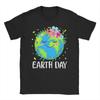 Happy Earth Day Cute Earth With Floral Earth Day 2026 T-Shirts Men Women 100% Cotton Tee Shirt O Neck T Shirt Printed Clothing