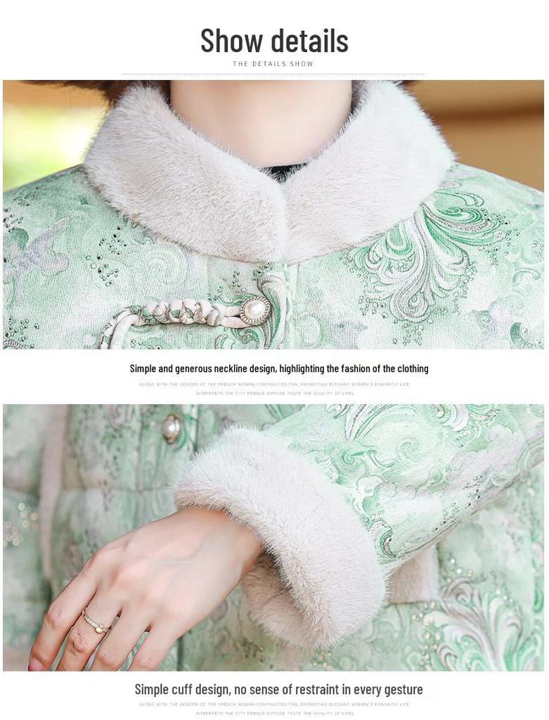 2025 New Floral Chinese Style Thickened Cotton Jacket for Elderly Women - Warm Winter Outerwear with Velvet