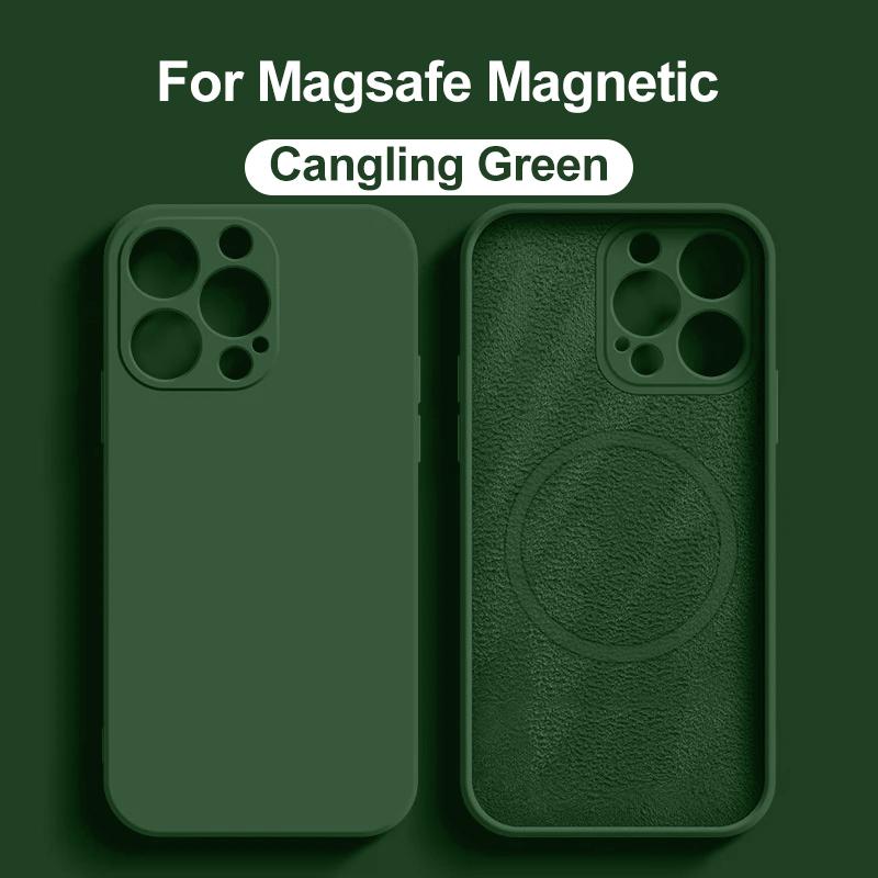 Pour étui magnétique Magsafe Pour 16 15 14 13 12 11 Pro Max 16 Plus Silicone Liquide Charge sans fil Housse Accessoires pour téléphone