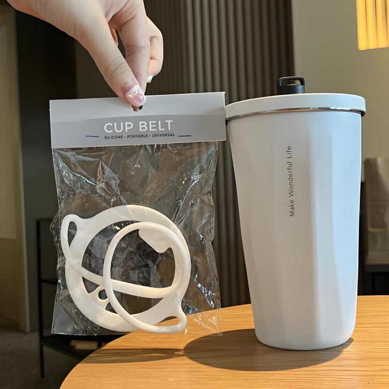 Silikon Wasserflaschengriff Isolierte Becher Kaffeetasse Durchmesser 85 bis 100 mm Tragbar Auslaufsicher Tassenband