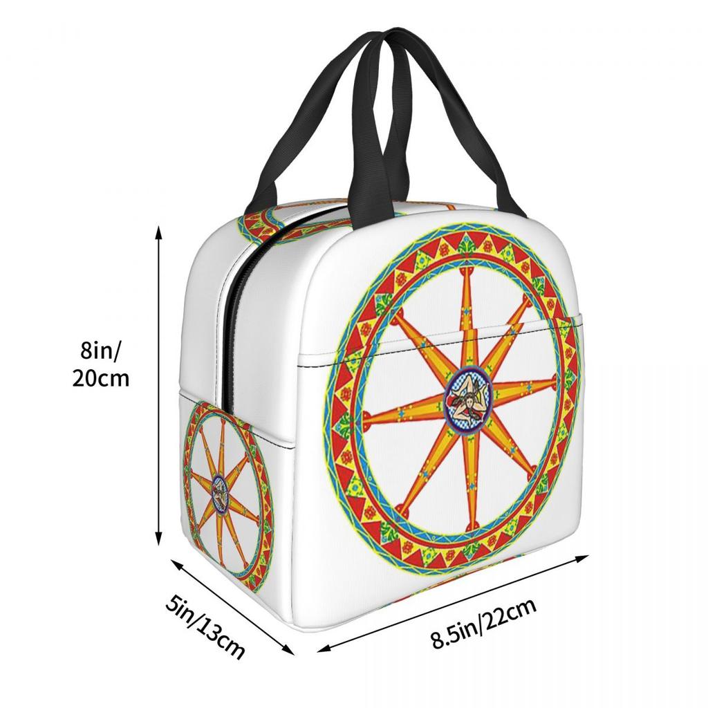 Sicilia Ruota Del Carretto Siciliano Insulated Lunch Bag for Kids School Cooler Thermal Food Box Tote Lunch Boxes Container