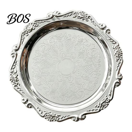 Easy To Clean Jewelry Tray Vintage Embossed Stainless Steel Tray, Serving Platter for Desserts, Fine Workmanship Storage Organizer, Snack Plate,