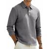 Men's Vintage Washed Linen Polo Shirt Long Sleeve Casual Tops for Spring Summer Beach Vacation Streetwear