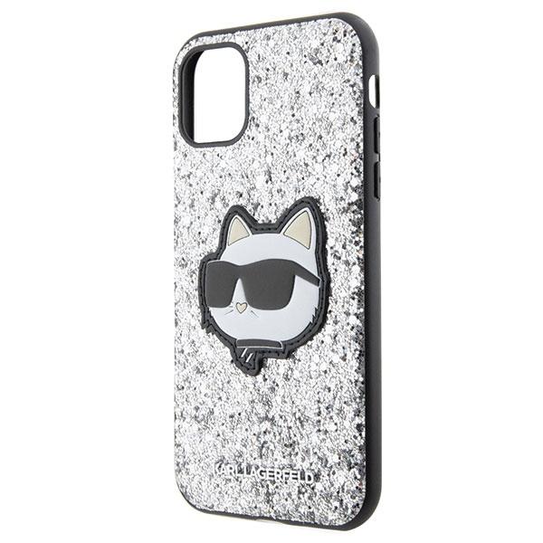 Etui Do iPhone 11 Karl Lagerfeld Glitter Choupette Srebrne
