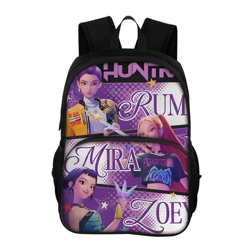 Kpop Demon Hunters Printed Oxford Backpack With Breathable Design For School Students